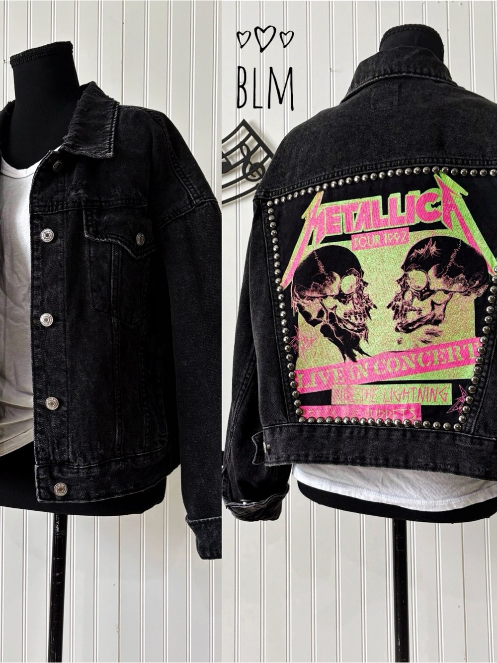 ✨Metallica custom black denim jacket